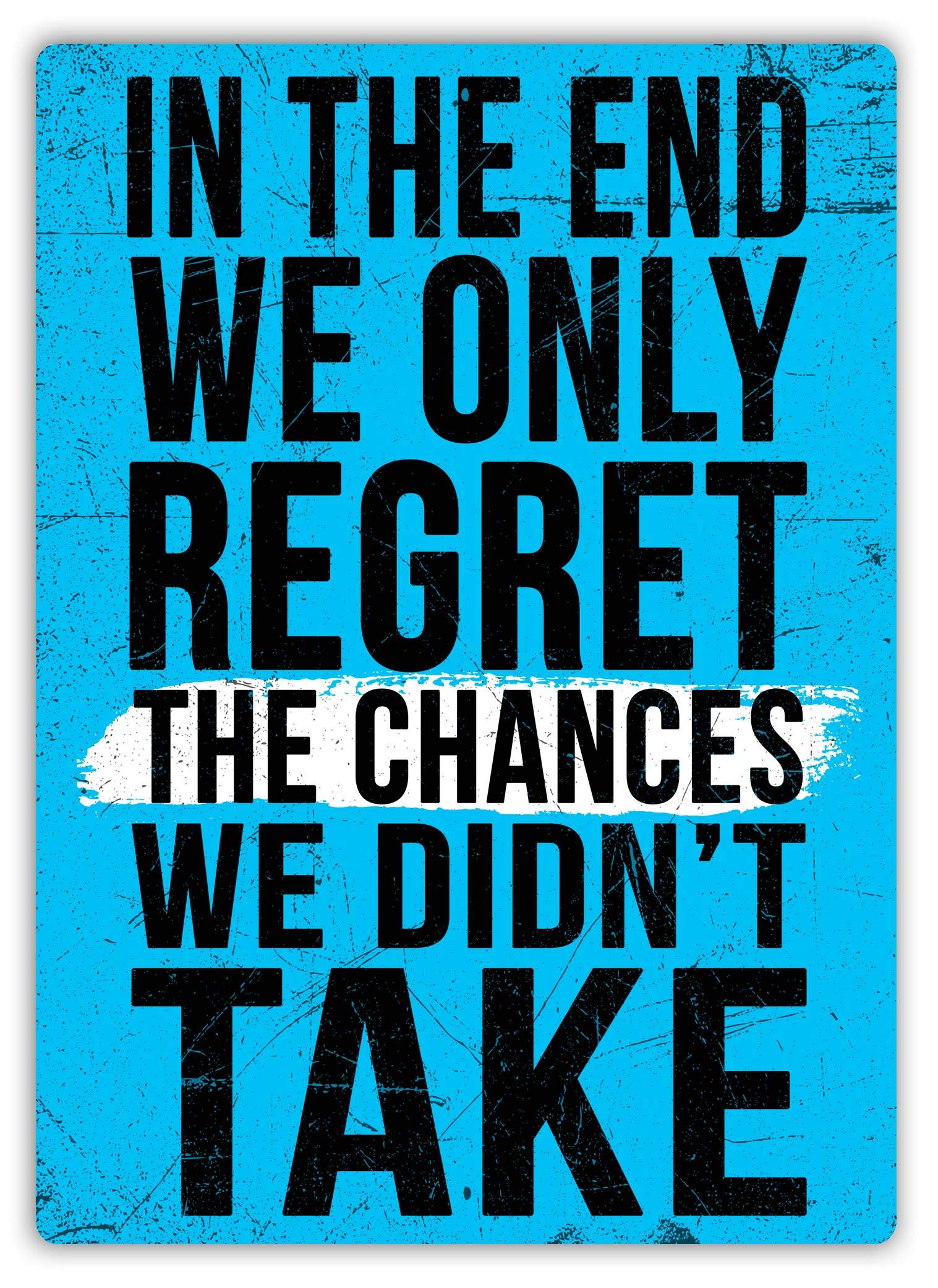 Toasted Merch End Blue Motivational Gym - In The End We Only Regret - Blue - Medium Sticky Pads | Printed Metal Wall Sign Plaque