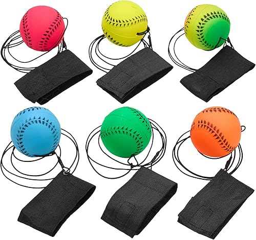 Pelotas de béisbol de muñeca neón reactivas, paquete de 6, pelotas deportivas de práctica para actividades al aire libre divertidas para niños,