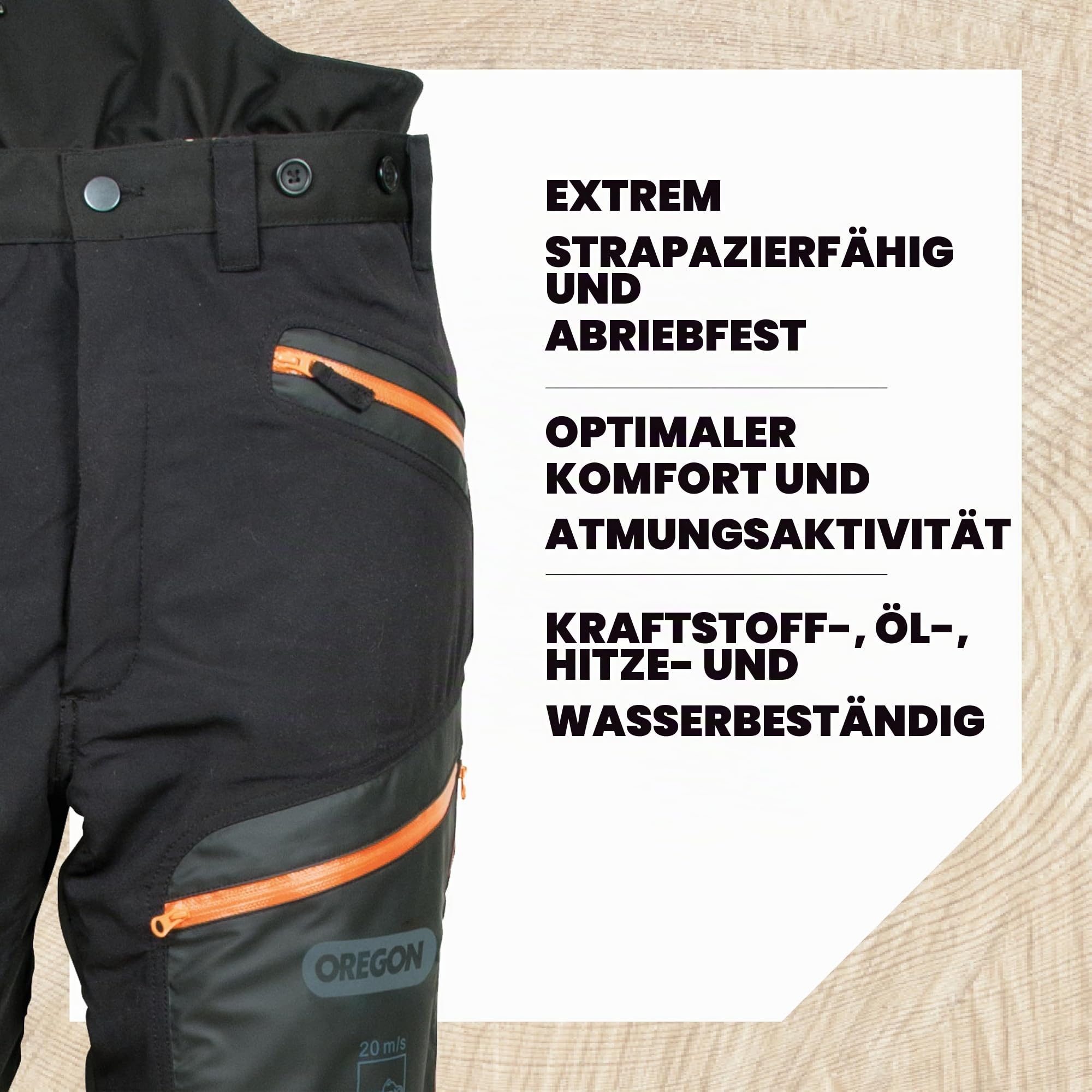 Oregon Fiordland Pro Kettensägen-Schnittschutz-Bundhose, Größe M