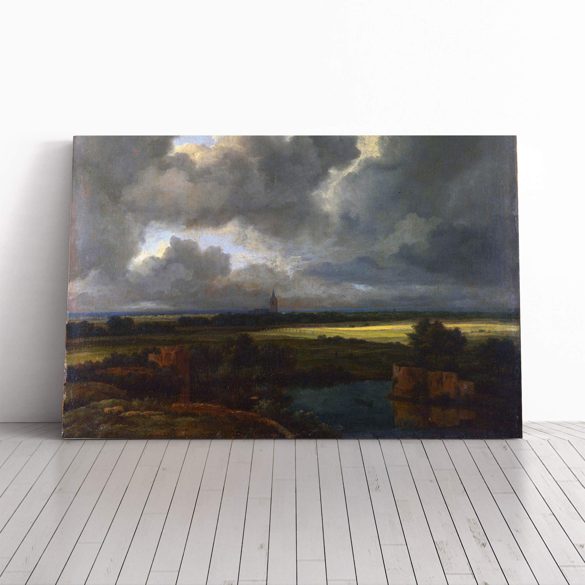 Jacob Ruisdael Landscape with Ruins Canvas Print | Gallery Wrapped 30mm Frame Wall Art | 24x16 inches | Ready to Hang | Modern Landscape Picture | Living Room Bedroom Lounge Office