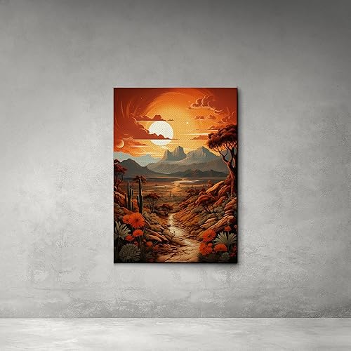 Miniatura 6 de Nature, Plants, wall art framed, Minimalist home artwork, Framed Canvas Print Wall Art Abstract Shapes Illustration, orange wall art, wedding gift,