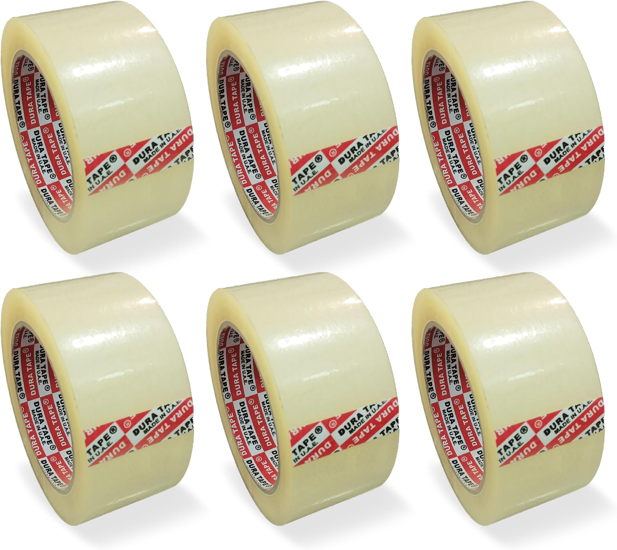 Dura® Brand Transparent clear packing tapes, Packaging Tapes Transparent packaging Tape 48mm x 100Yards (91.44M) x 6Pcs Pack, Strong Adhesive for Home and Industrial Packaging, sealing and Bundling