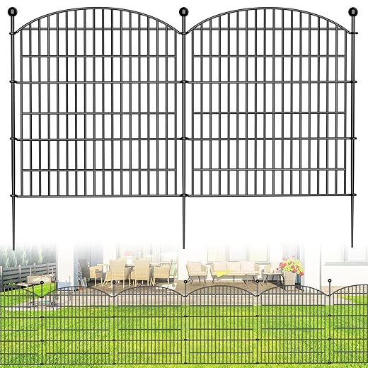 10 Panels Decorative Garden Fence - 32 in (H) x 23.6 ft (L) No Dig Dog Fence Outdoor for Yard, Rustproof Tall Garden Fencecing Panels, Animal Barrier Suitable for Yard Border, Patio, and Outdoor Use