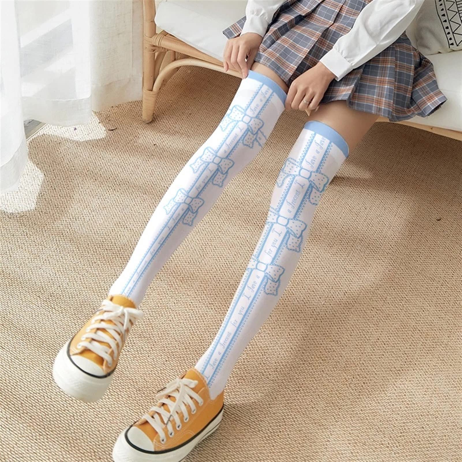 Collant Donna Lolita 100D Tema Bambola - Design Originale A Giunto Sferico, Bianco, Taglia Unica