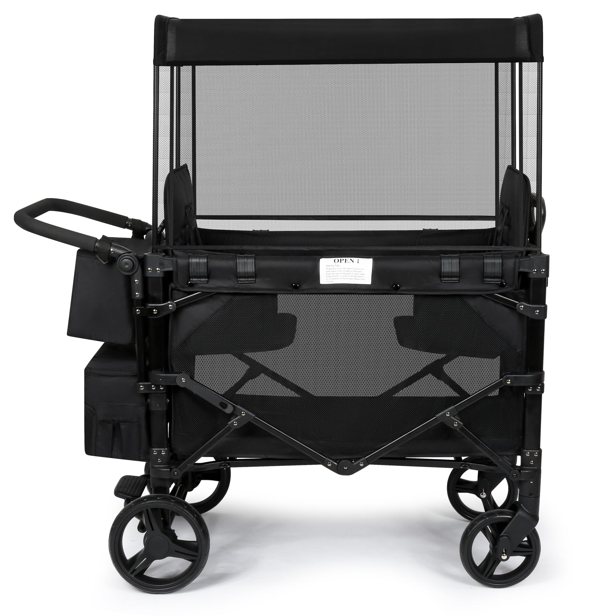 Amazon.com : Wagon Stroller for 2 Kids, High Seat & 5 Point Harness,  Foldable All-Terrain Wagon for Toddler with Canopy, Parent Organizer,  Shoulder Bag, Adjustable Handlebar, Ultimate Double (Black, W2-M) : Toys