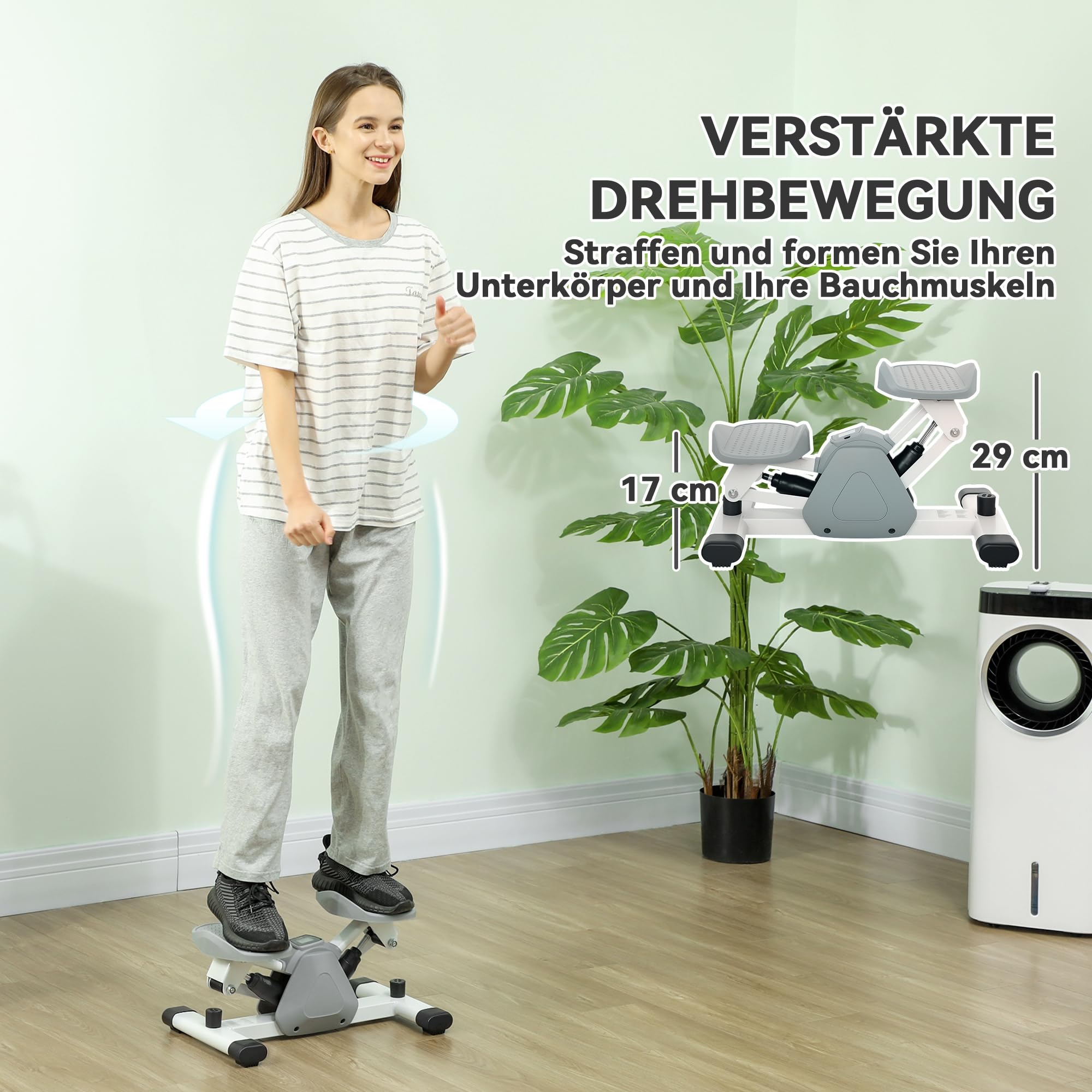 SPORTNOW Mini-steper do domu, steper, hometrainer LCD, szary
