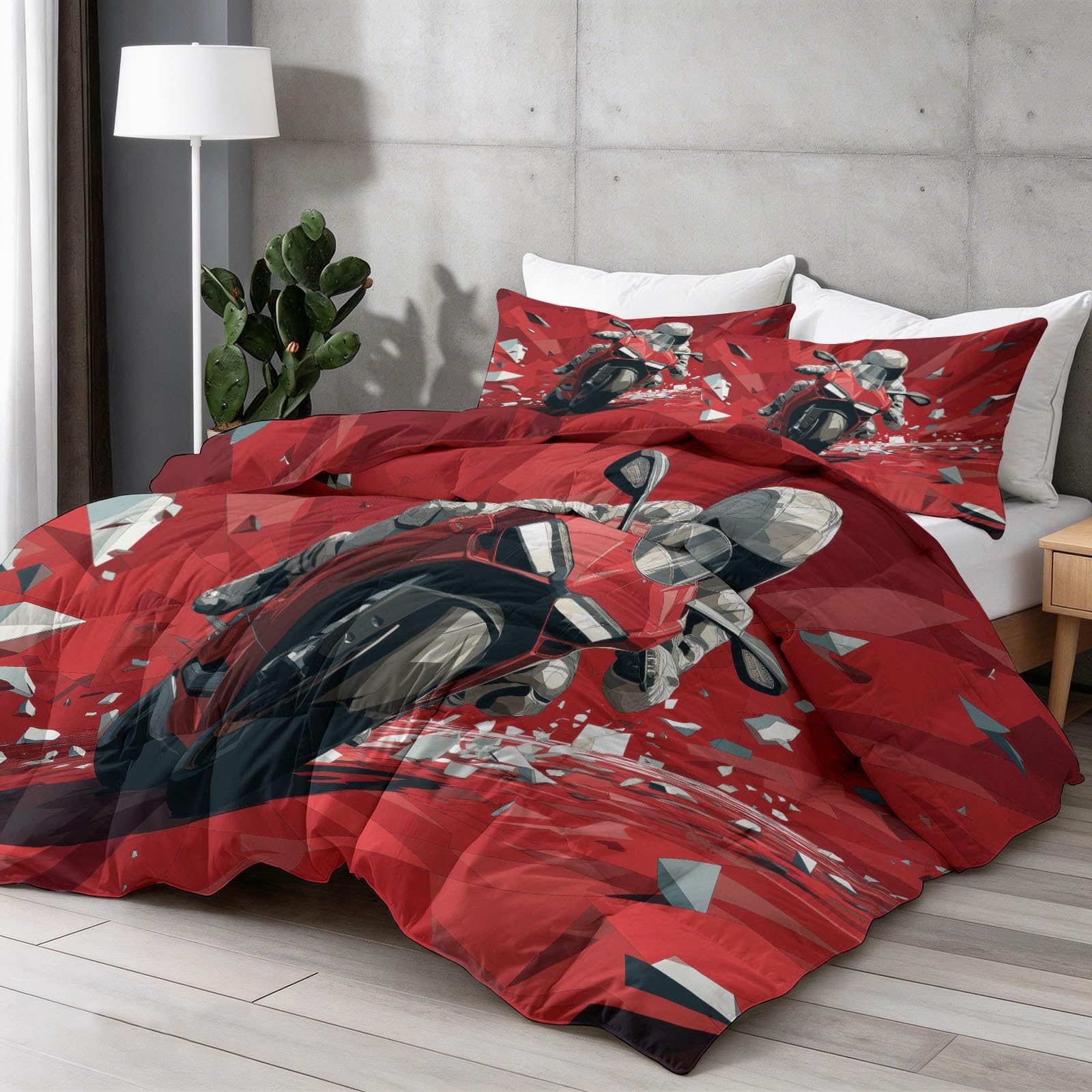 Poszewka na kołdrę King 230 x 220 cm, nowoczesny zestaw pościeli z 2 poszewkami na poduszki, miękka, oddychająca, dwustronna kołdra z mikrofibry, całoroczna czerwona pościel do sypialni
