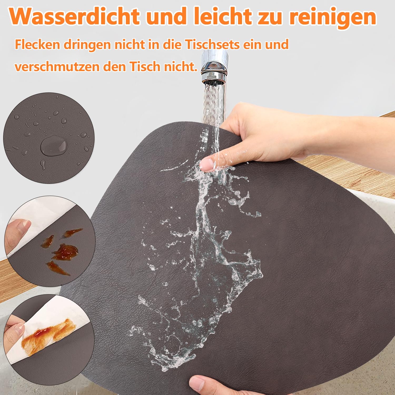 Décoration Table Pratique 6 Sets De Table Lavables Homaxy - Lin Et Coton - Double Face Antidérapant - Gris Foncé - Résistants à La Chaleur Sets De Table Lin Lavables