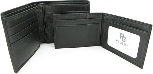 Miniatura 7 de Cartera de identificación de tarjeta de crédito extraíble de piel de Stingray genuina, color negro, Negro -, Bifold