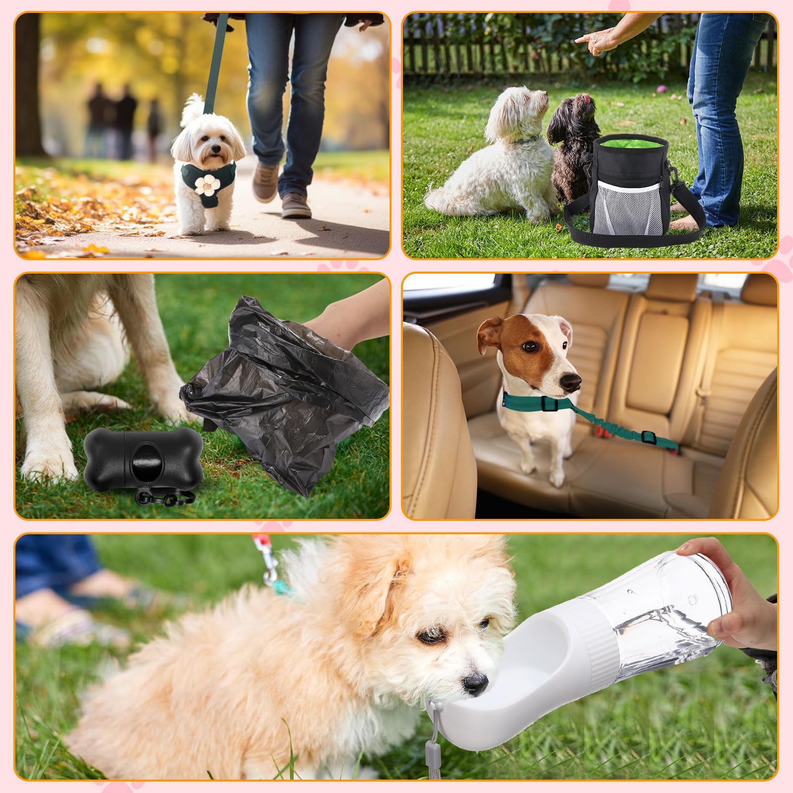 Abbylike 50 Pcs Puppy Supplies Starter Kit for Small Dogs Puppy Essentials Includes Leash, Bowls, Teeth Brushes, Water Bottle, and More Accessories for Dogs Pet Day Welcome Gift(Black) - image 6