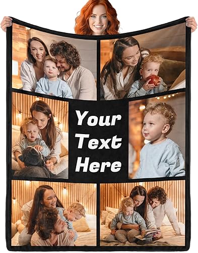WNNNS Manta personalizada con texto de imagen, manta personalizada con foto, regalo de cumpleaños, aniversario, boda para familia, papá, mamá,