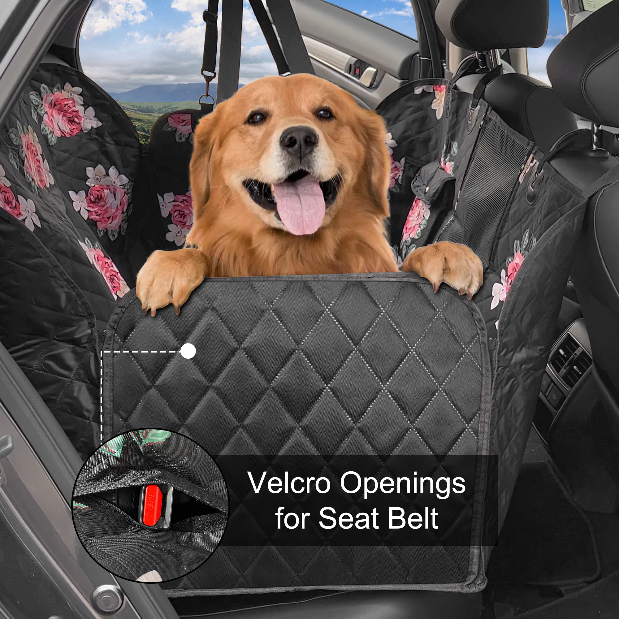 Femuar Housse de siège de Voiture pour Chien, imperméable et antidérapante pour siège arrière avec Poches de Rangement, fenêtre visuelle en Maille, très résistante aux Rayures, pour Voitures, camions