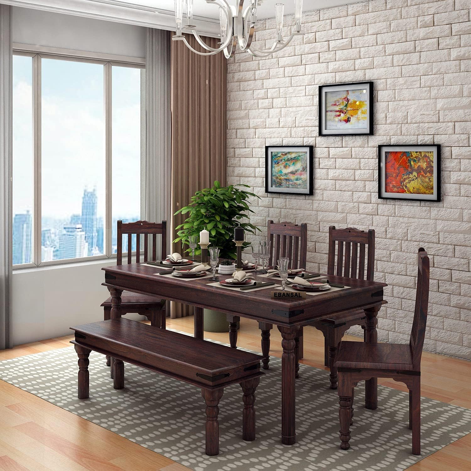 Waitrose Sheesham Wood Rectangle Dining Table 6 Seater | Wooden Six ...