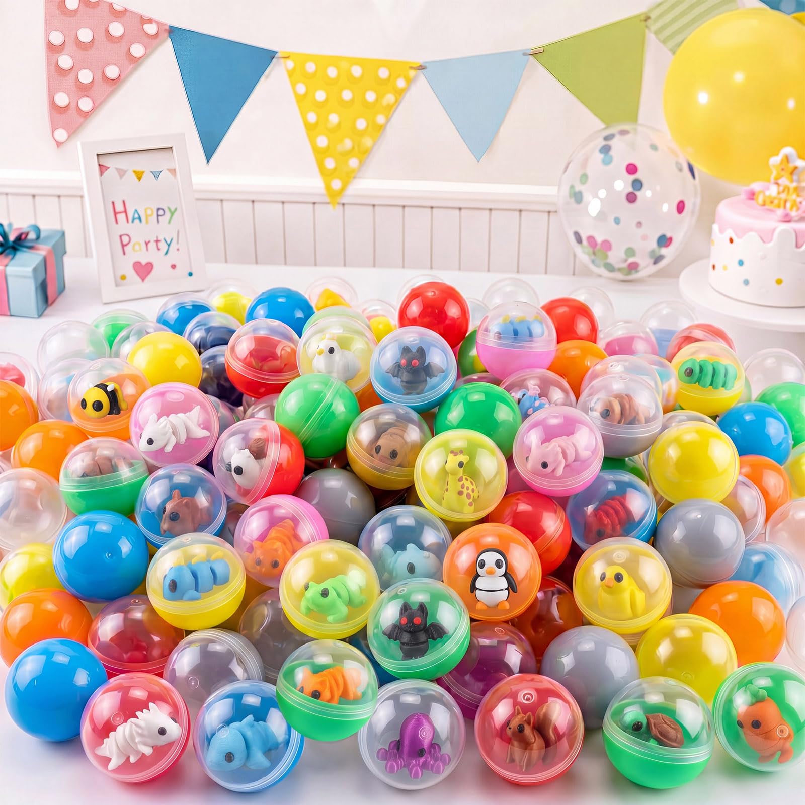 Juego de 50 mini animales impresos en 3D con 50 cápsulas, lindos