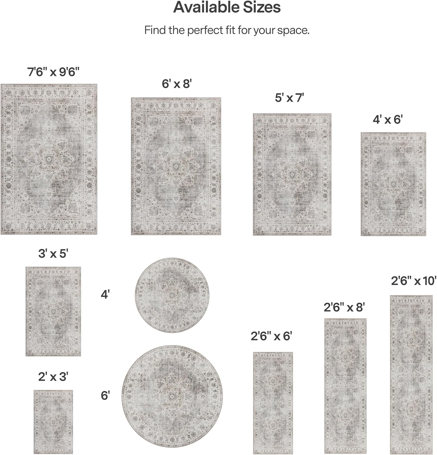 ReaLife Rugs Machine Washable Area Rug - Stain Resistant,Non-Shed - Eco-Friendly,Non-Slip, Family & Pet Friendly - Made from Premium Recycled Fiber - Vintage Bohemian Medallion - Beige Ivory, 3' x 5'