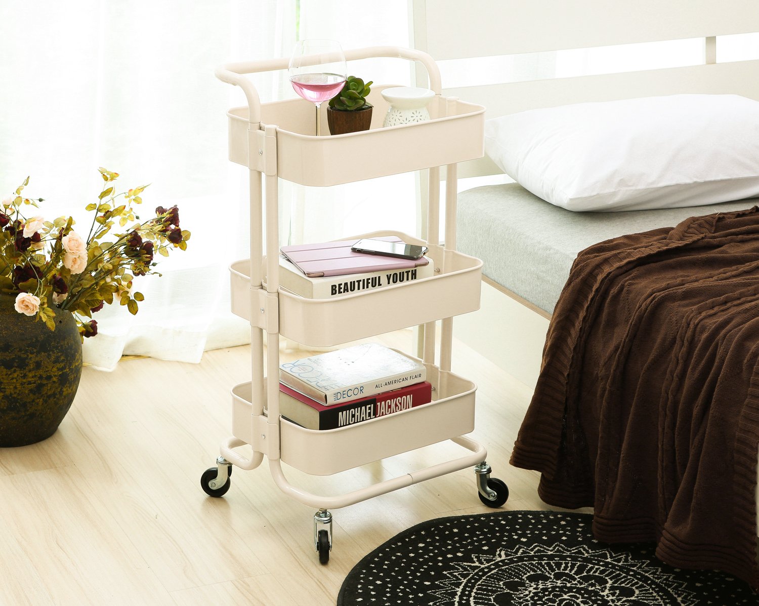 Buy HollyHOME 3 Tier Rolling Cart Metal Utility Cart with Handles, Art