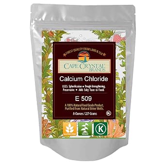 كلوريد الكالسيوم من Cape Crystal Brands | K Kosher معتمد |2-oz / 8-oz / 14-oz 8-oz.