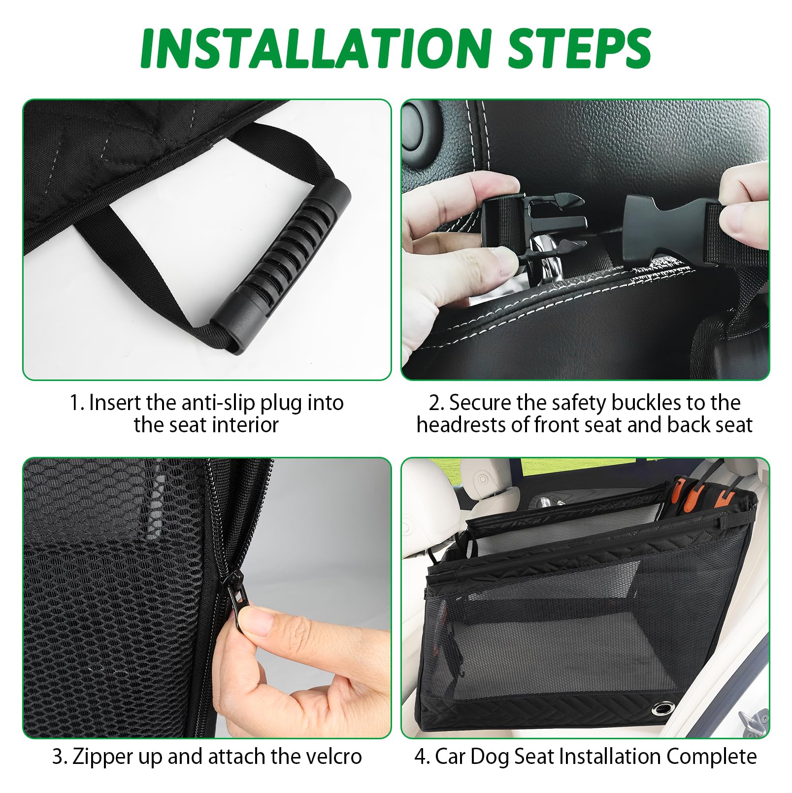 LIROPAU Extra Stabiler Hunde Autositz für Großer Mittlere Hunde | Verstärkung Extra Stabiler Hunde Autositz, Extender-Abdeckung mit 3 Mesh Fenstern für Pkw, SUV und Lkw
