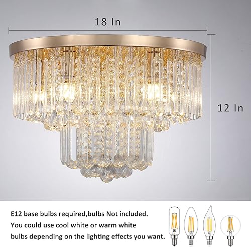 Miniatura 8 de KRASTY Lámpara de techo moderna de cristal K9, lámpara de techo empotrada, lámpara redonda de cristal de gota de lluvia, lámpara de luz cromada