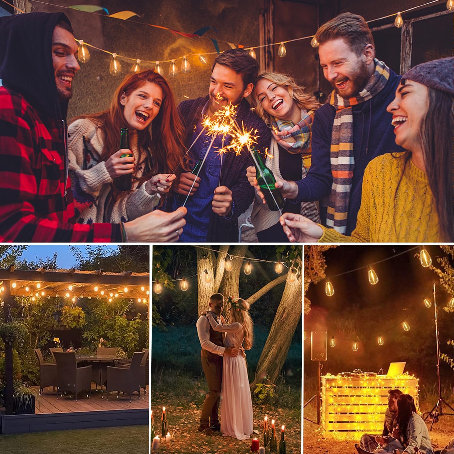 S14 Replacement LED Light Bulbs, Shatterproof & Waterproof 0.6W S14 LED Bulbs, Outdoor String Lights, E12 Base Patio Edison LED Light Bulbs, Warm White 2200K Plastic 40LM Non-Dimmable 25 Pack