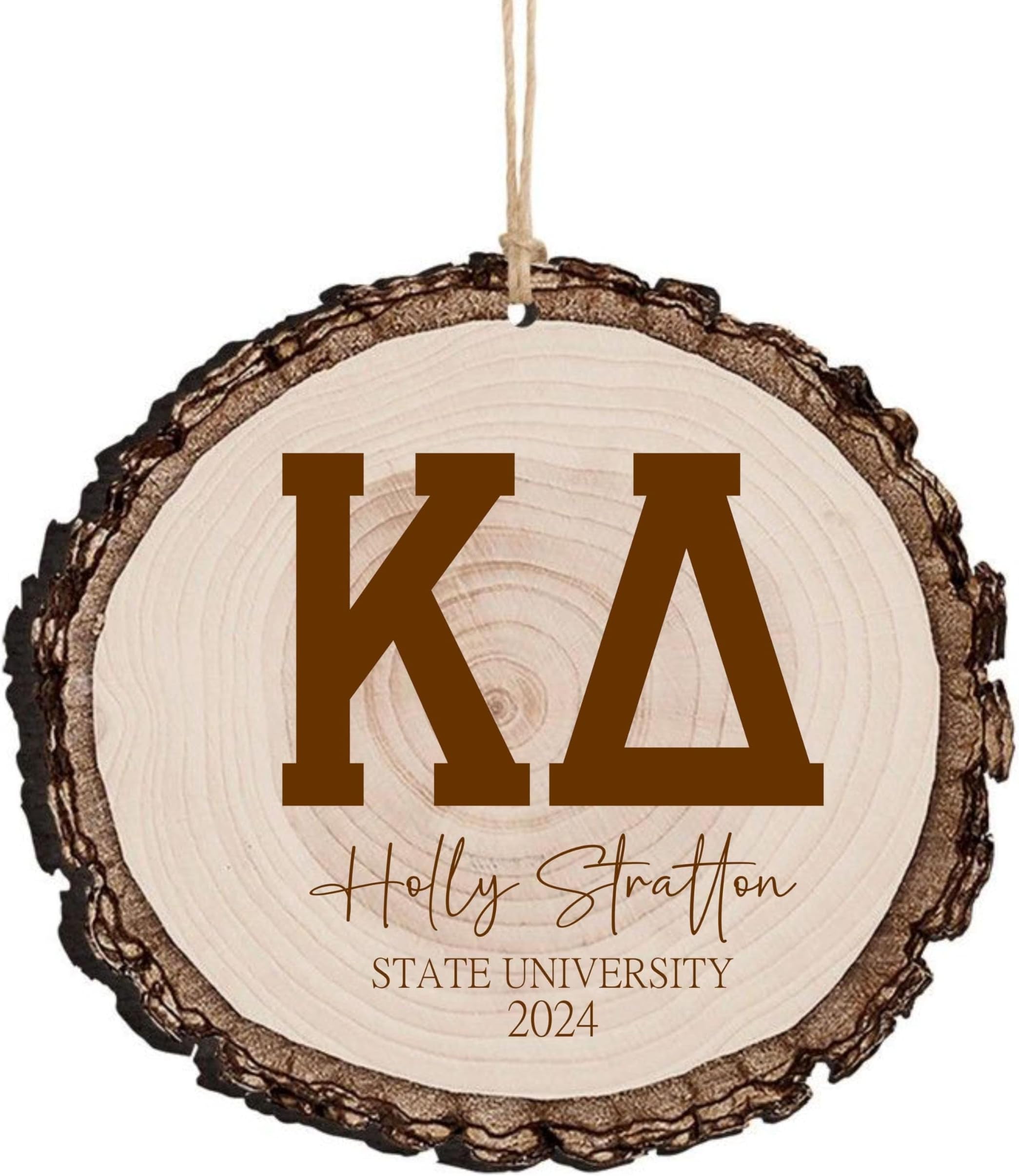 - Personalized Sorority Ornament – Custom Greek Big Sis Little Sis Gift – Whitewashed Wood Ornament with Name & College – Cute College Girl, Rush & Initiation Keepsake