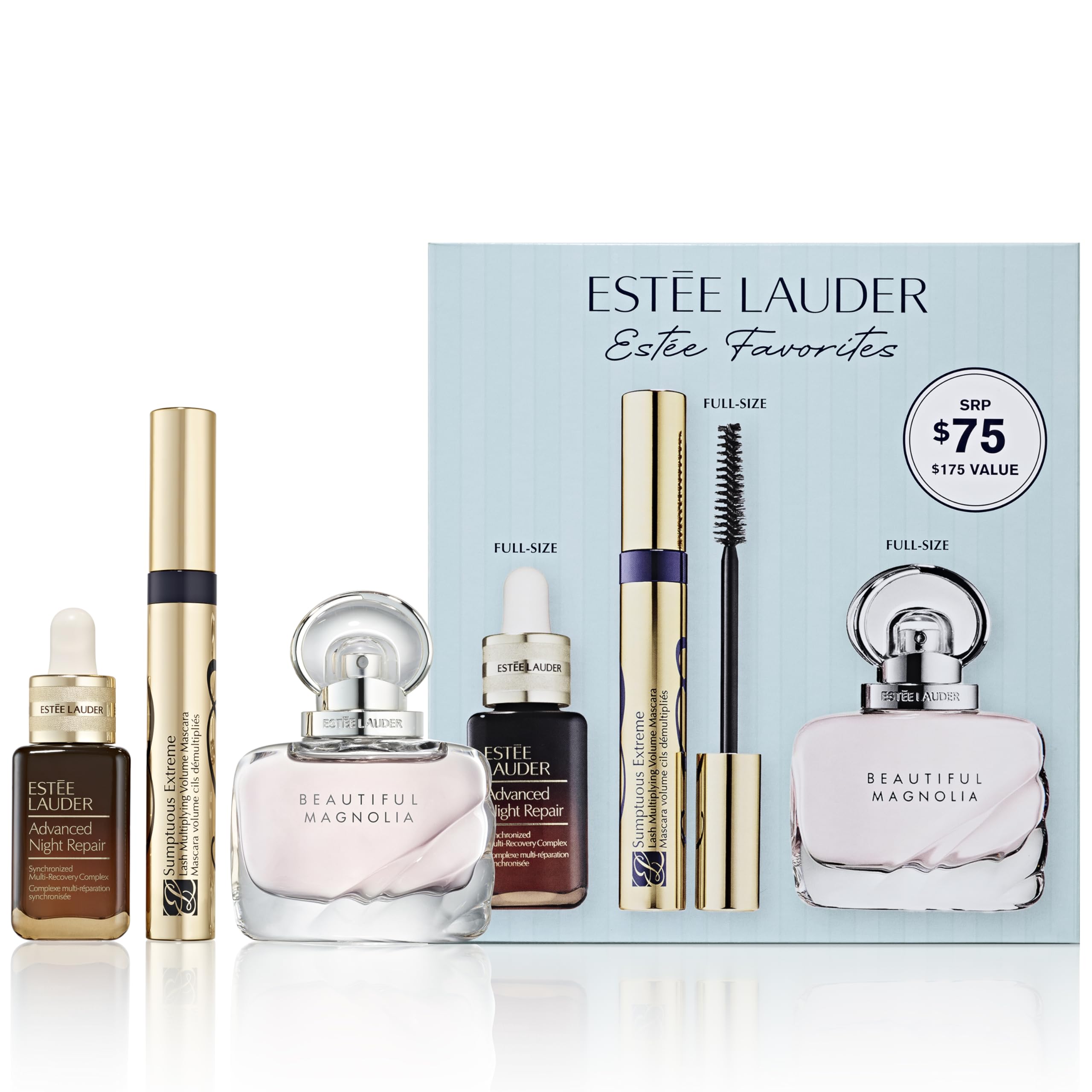 Estée Favorites Gift Set | Amazon Exclusive 3-Piece Set with Full-Size Advanced Night Repair Serum, Full-Size Sumptuous Extreme Mascara & Beautiful Magnolia Fragrance