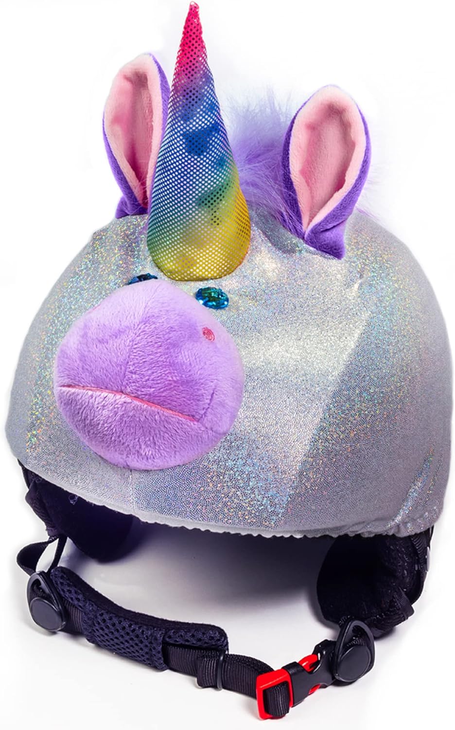 crazeeHeads Stretch Helmet Covers - Bicycle, Ski, Summer, Winter, Year Round Multi-Sport Girl & Boy Accessories - Animal, Princess, Glitter Helmets Cover - For Kids and Adults (Sparky The Unicorn)