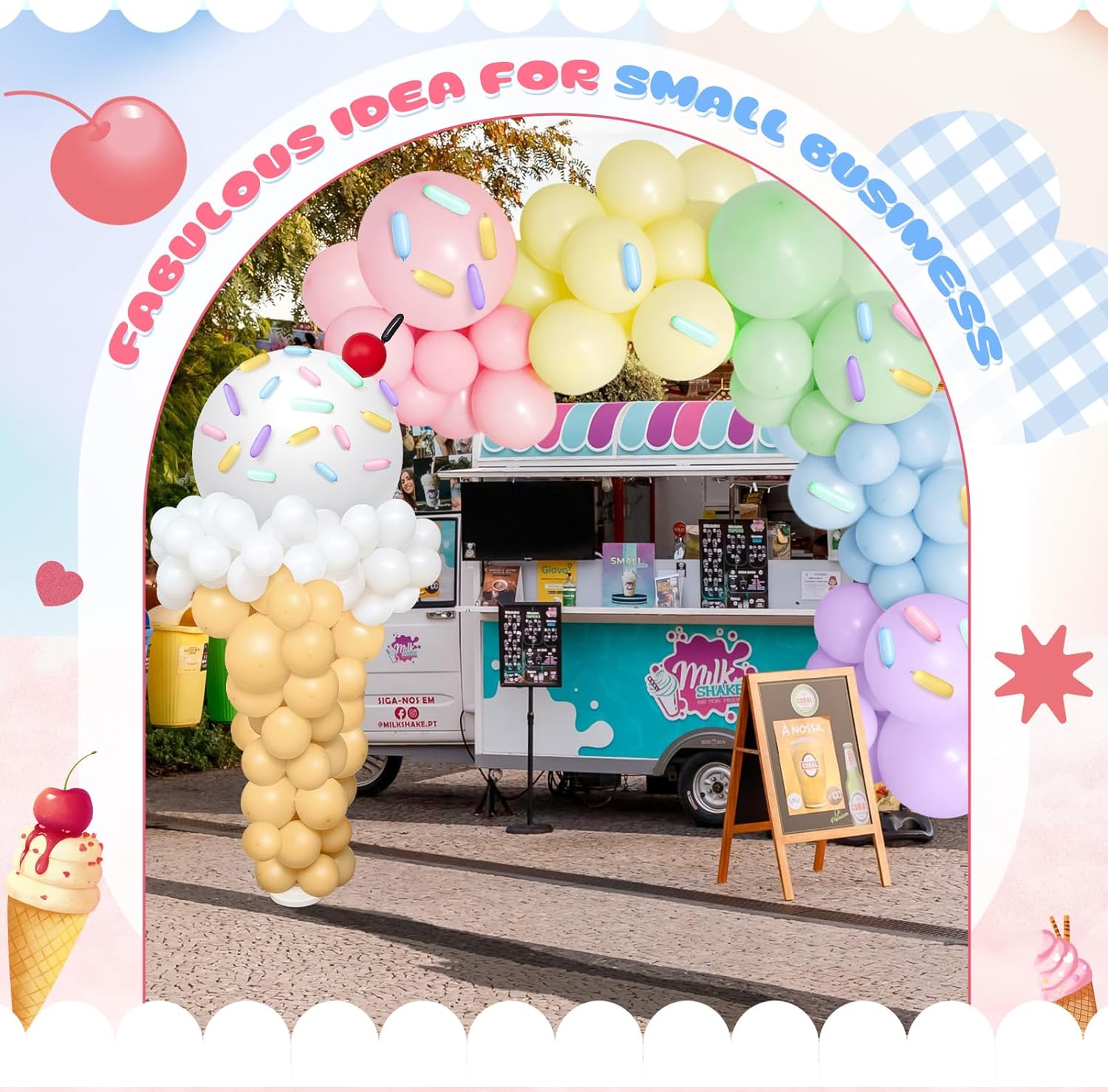 WinnerWhy 330 Pcs Ice Cream Party Decorations Ice Cream Balloon Garland Kit Pastel Balloon Garland Arch Kit Macaron Rainbow Party Supplies for Baby Shower Birthday DIY Supplies