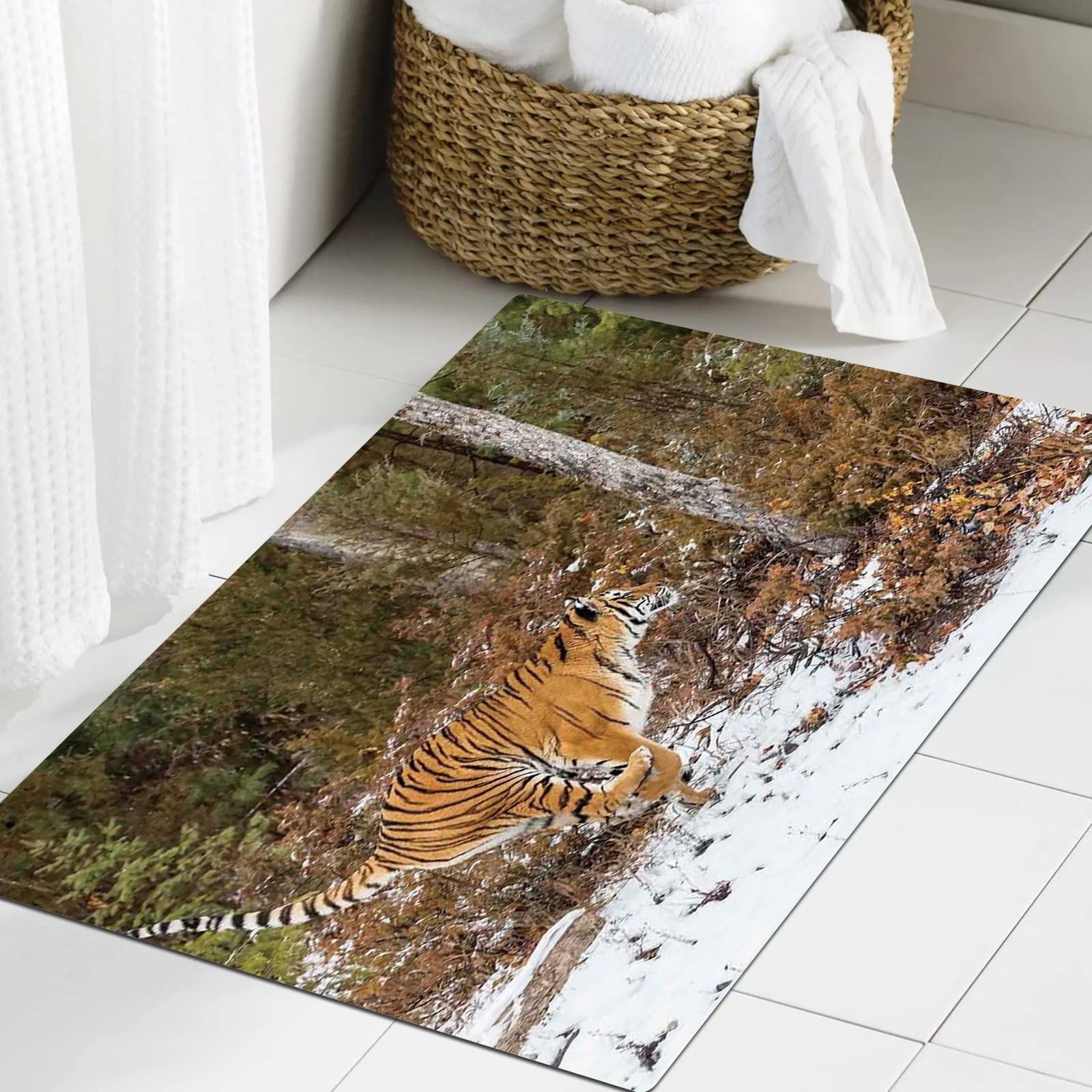 Tiger Badematte 50x81cm - Saugfähig & Rutschfest Mit Dschungel Design
