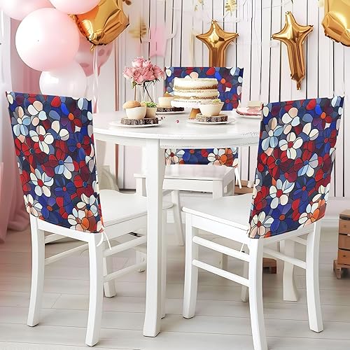 Miniatura 5 de Red and Blue American Flowers Decorative Chair Covers for Living Room for Hotel Washable Waterproof Chair Covers for Dining Chairs Protector para