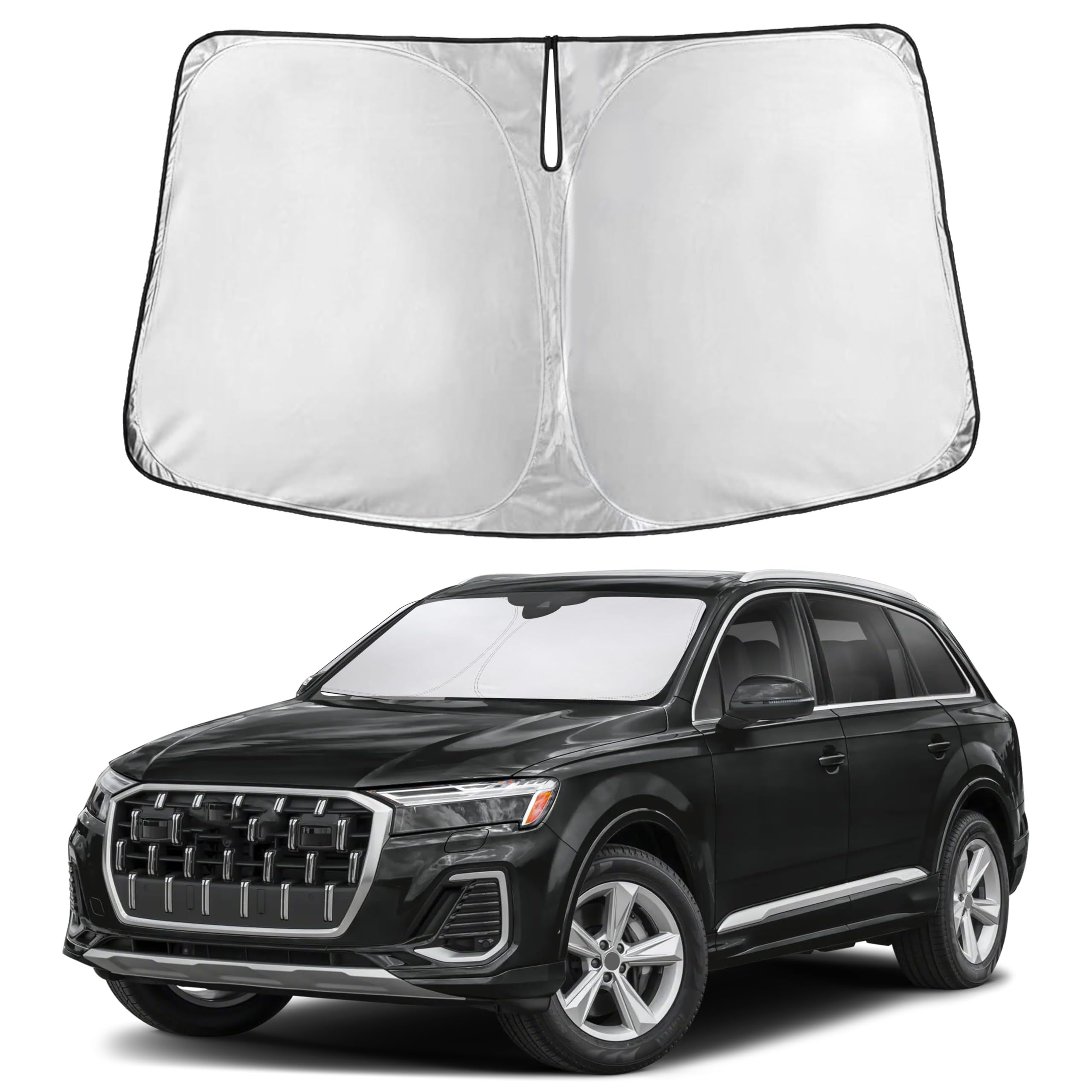 Autovir Windshield Sun Shade Fit for 2016-2024 2025 2026 Audi Q7 Sunshade, Front Car Window Shades Sun Visor, Blocks UV Rays & Heat, Car Accessories Fit for Audi Q7 2016-2026