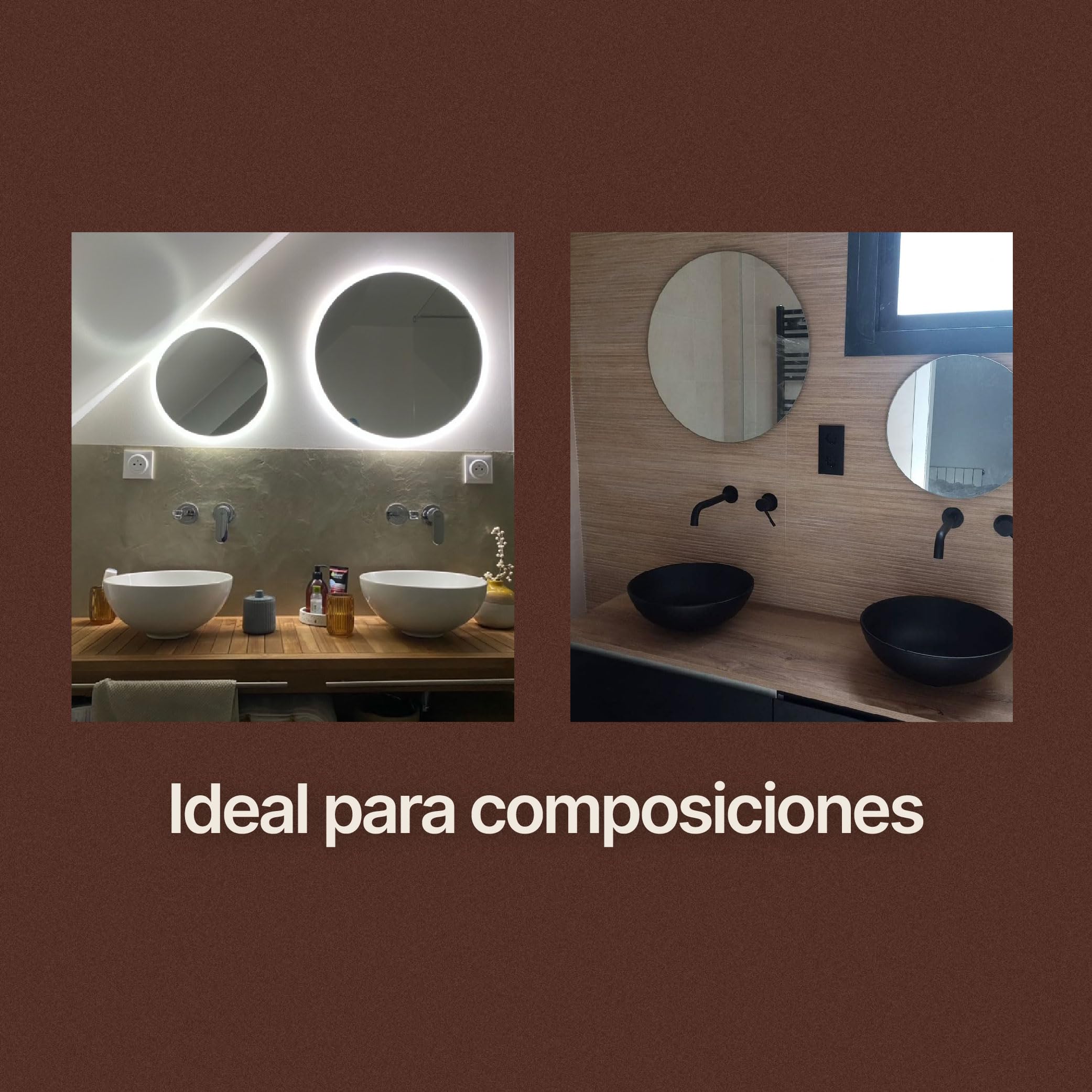 CustomGlass Espejo de Baño con iluminación Led Redondo Varias Medidas con Forma Circular Pared (Redondo 80 cm)