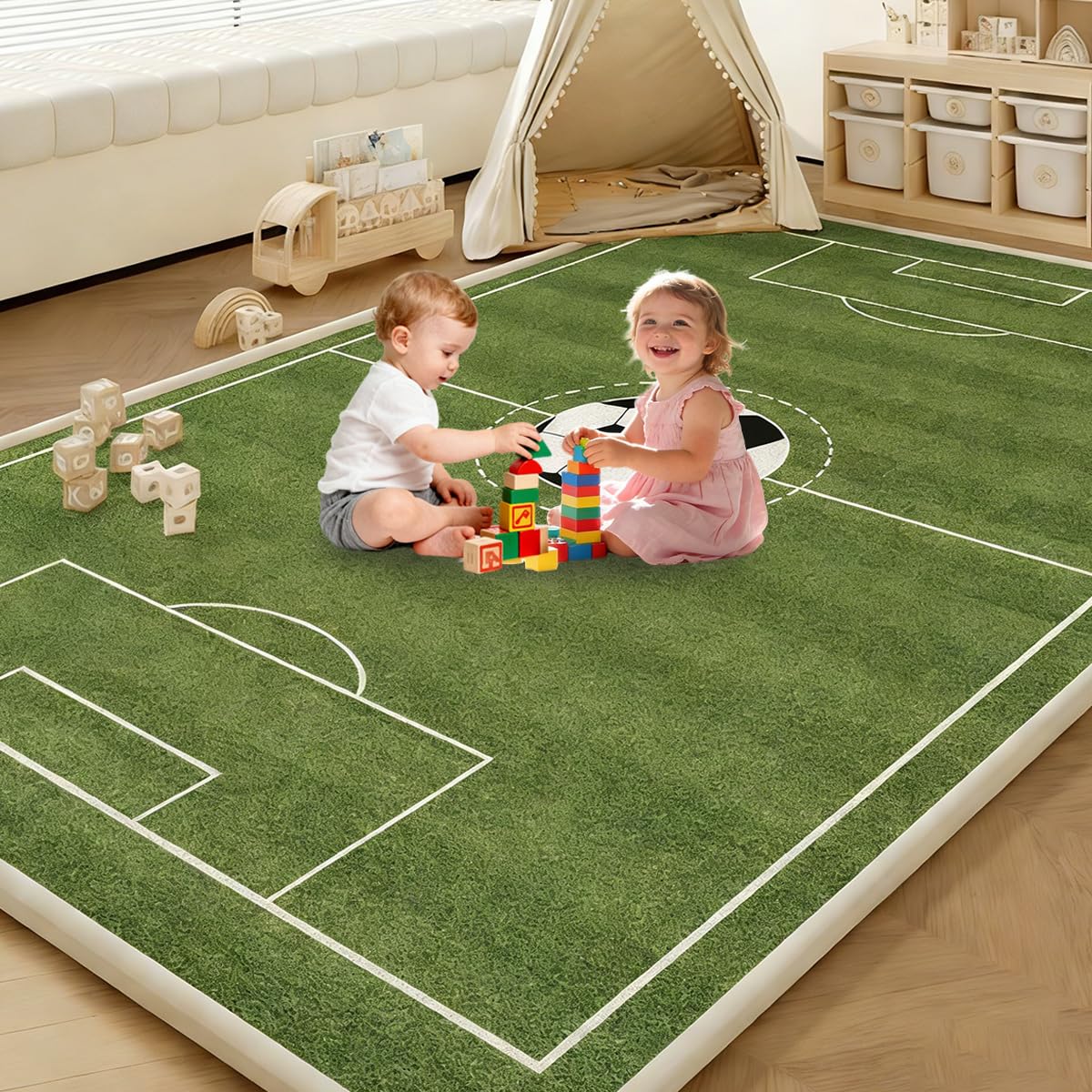 Voxirum 2.5 CM Thick Coral Velvet Area Rugs Play Mat Carpet Crawling Mat High-Density Memory Foam Area Rug for Nursery Baby Toddler Children Kids Room, Yoga Mat Exercise Pads 100 x 120 cm