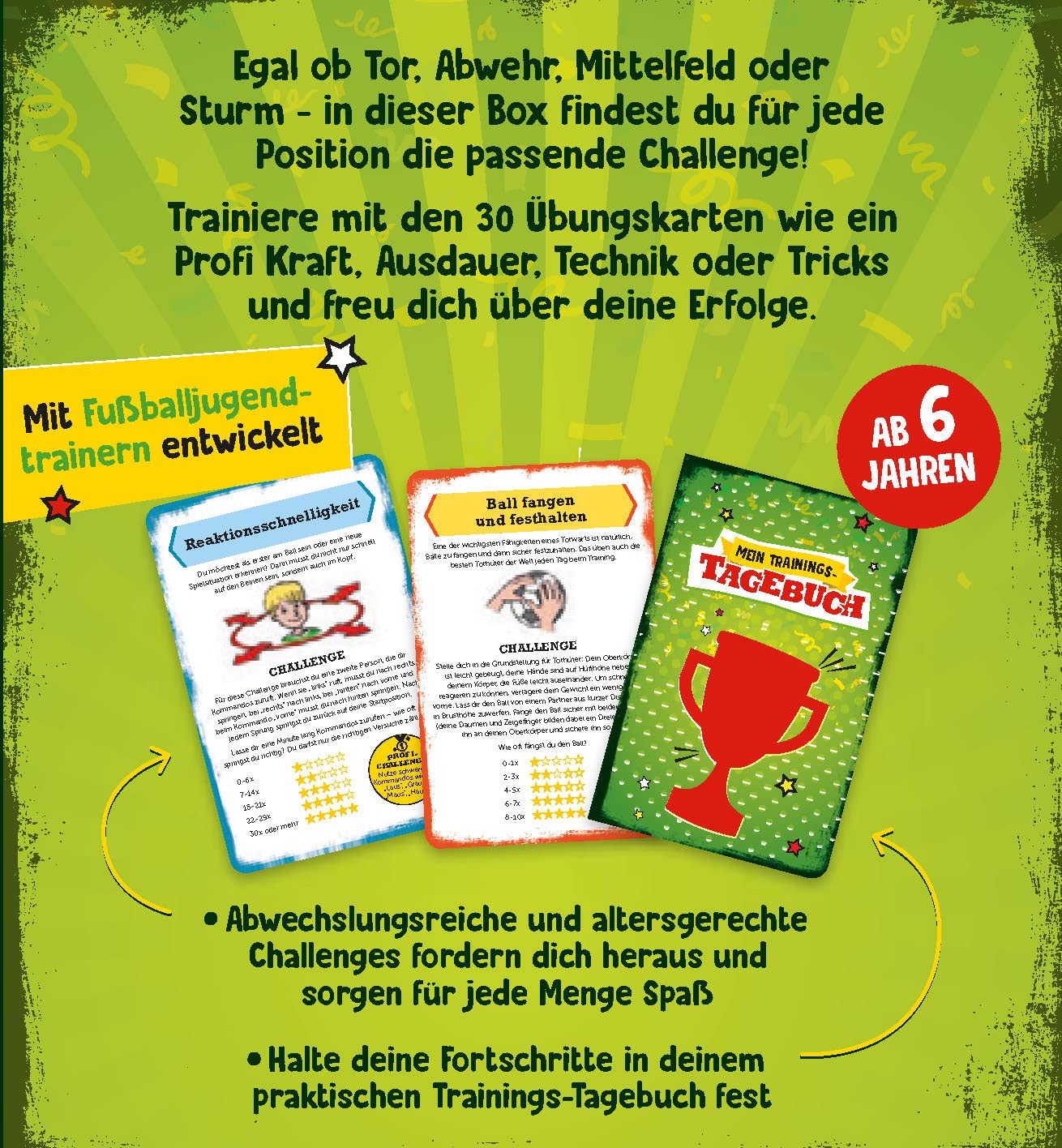 Meine Challengebox Fußball - Für Kinder ab 6 Jahren: Mit 30 Übungskarten & Trainingsbuch trainieren wie die Profis I Geschenk