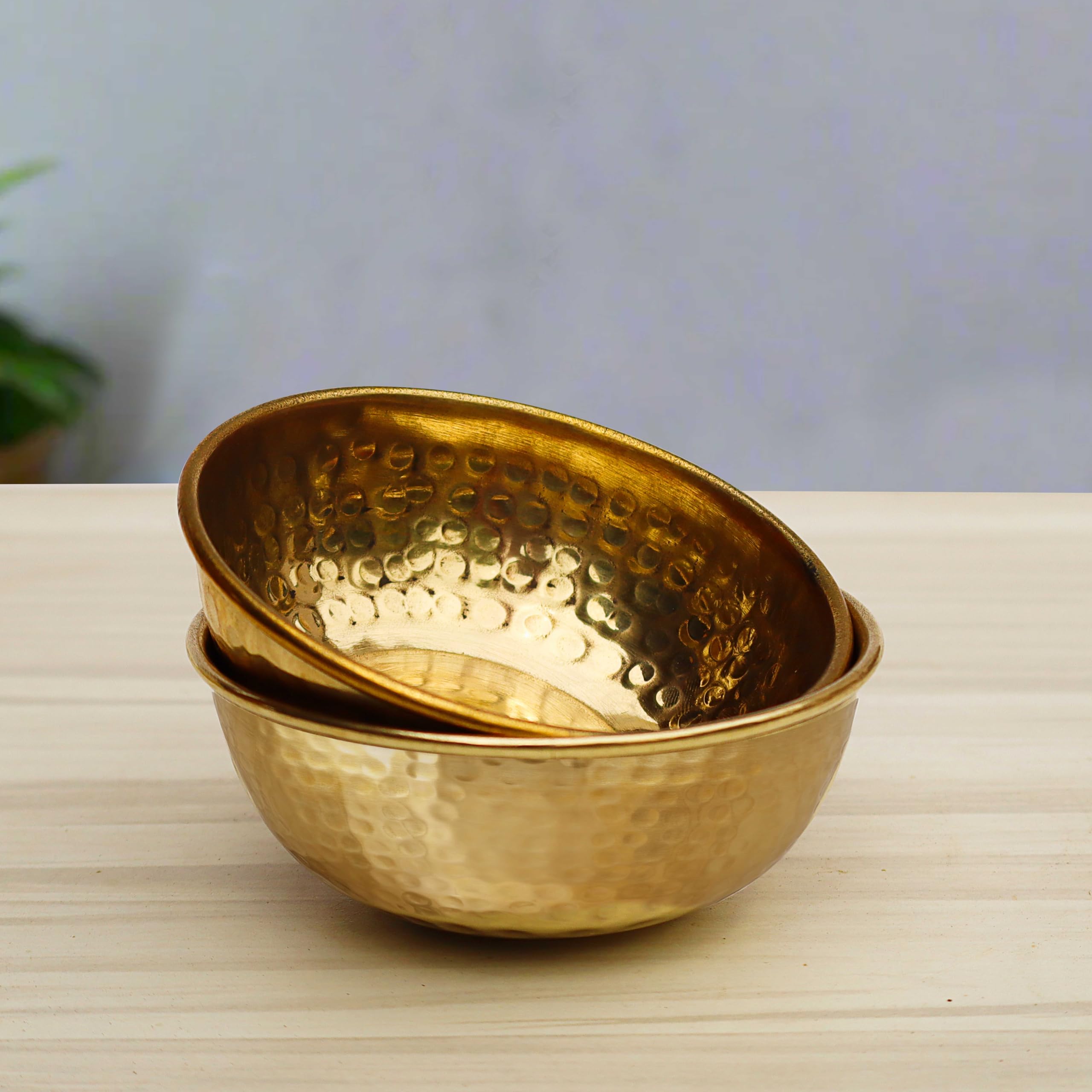 Buy Pure Source India Pure Brass 3.75 Inch Gold Small Bowl, Set of