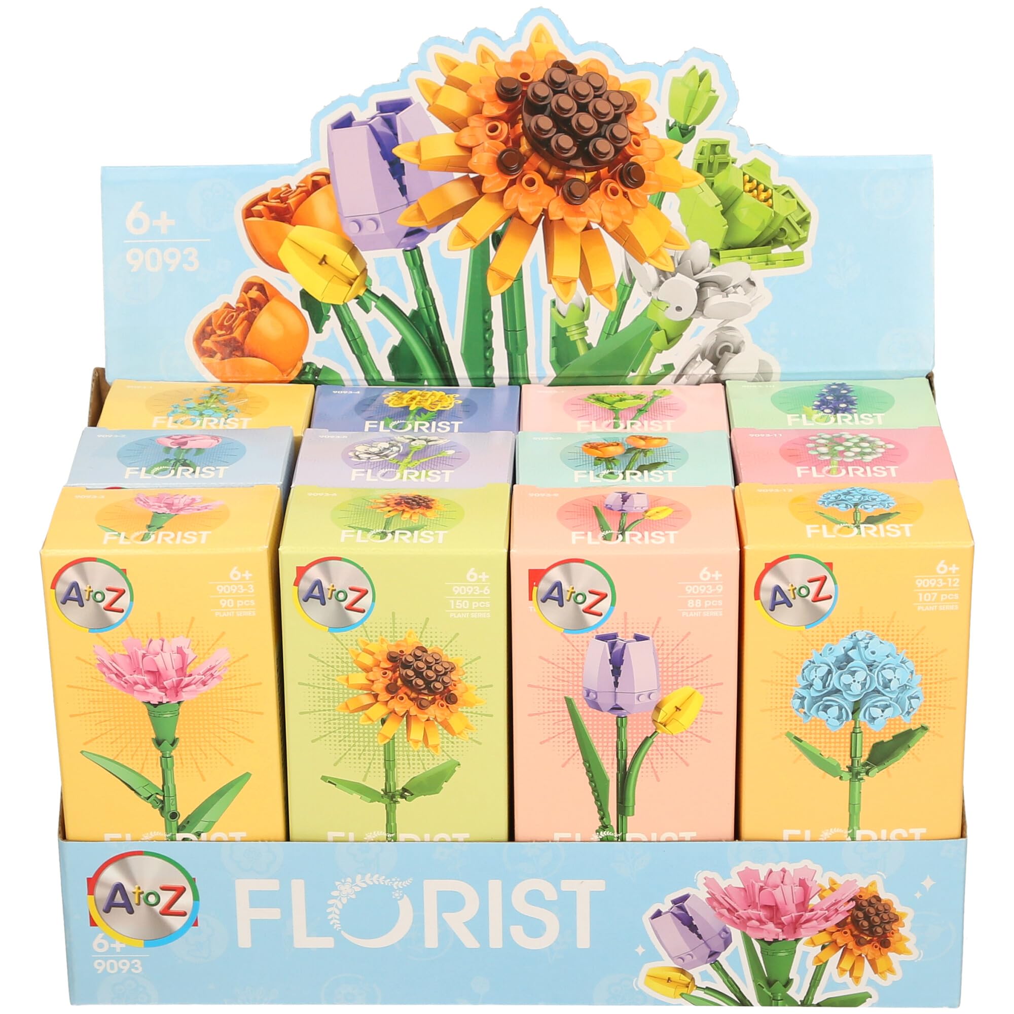 A to Z Florist Flower Series Building Blocks Set, Educational Flower Construction Toys, Ages 6 to Adult, Buildable Flowers and Garden Blooms Collection - Set of 12