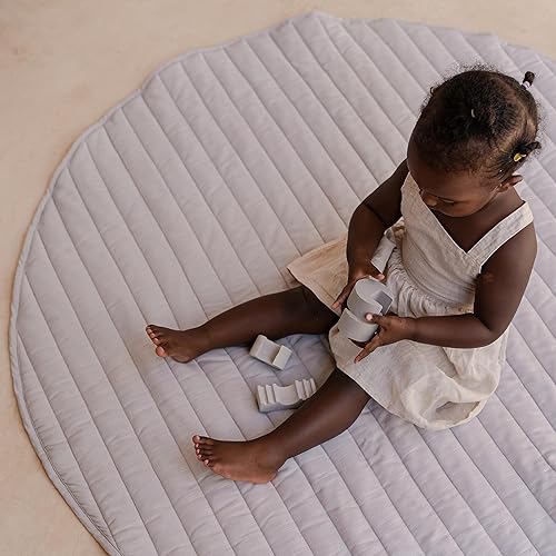 Miniatura 7 de Toddlekind Tapete de juego acolchado reversible de lujo 100% algodón orgánico de 48 pulgadas para bebésniños pequeños, multifuncional, rayas de
