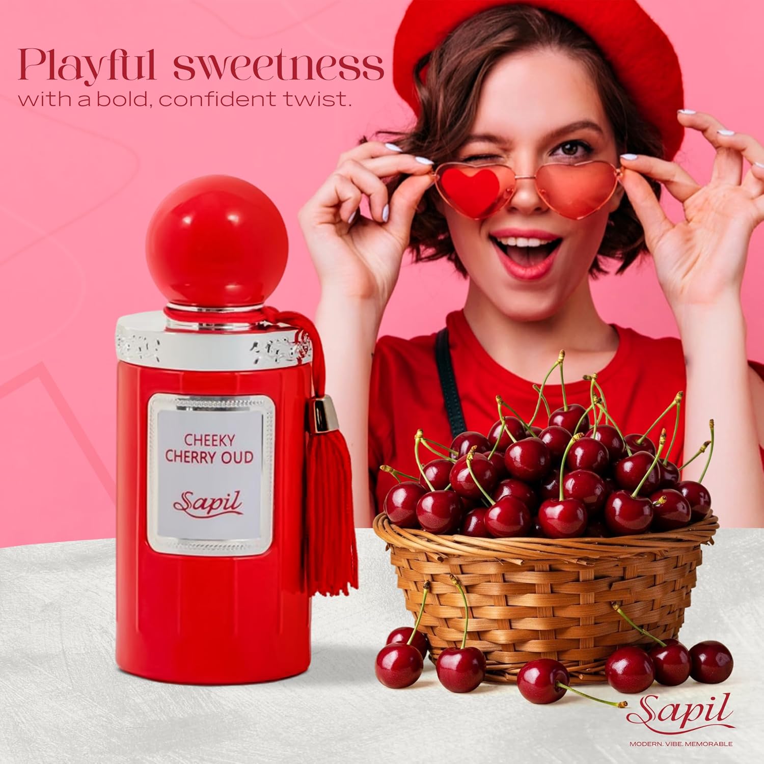 Sapil Cheeky Cherry Oud Eau de Parfum – Long Lasting Unisex Floral Oud Perfume | Cherry, Jasmine & Leather Notes | Sweet Spicy Oud Fragrance | 3.4 oz / 100ml - Image 3