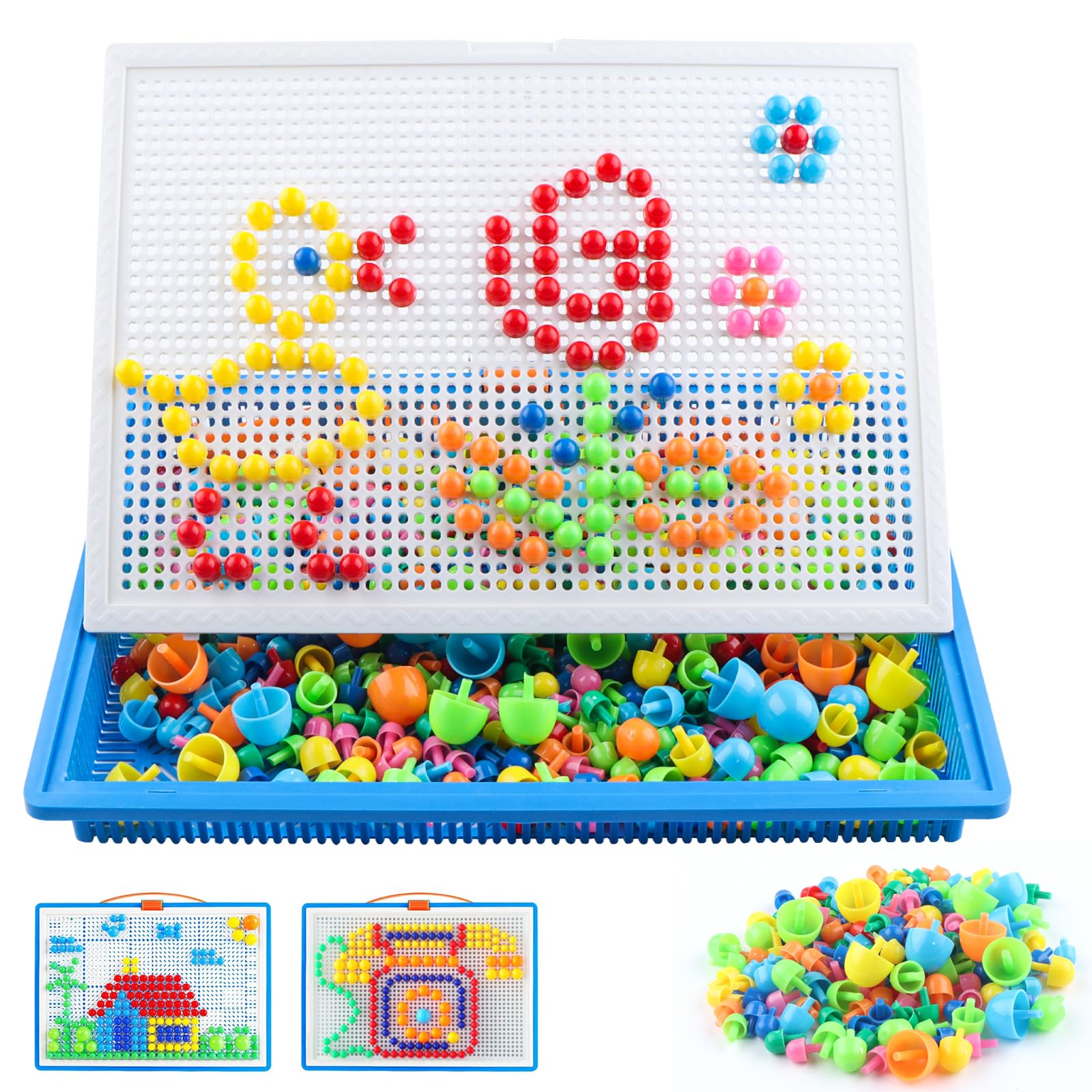 Puzzle Mosaïque Enfant 592 Pièces - Clous Champignon Colorés - Creative DIY - Cadeau 2-5 Ans