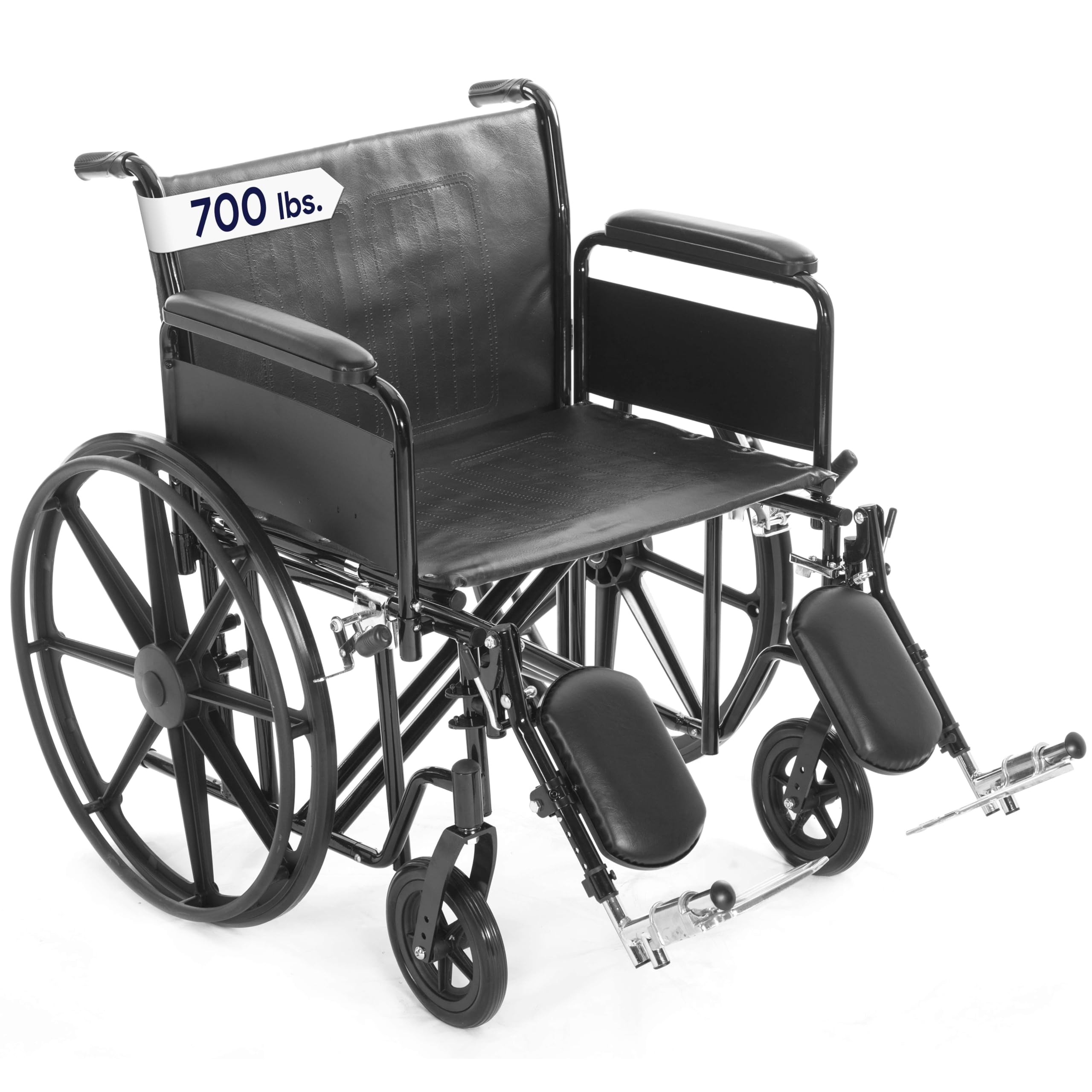 28" Heavy Duty Bariatric Wheelchair for Adults - Black - Removable Desk Arms and Elevated Leg Rests - Adjustable Standard and Hemi Height - K7