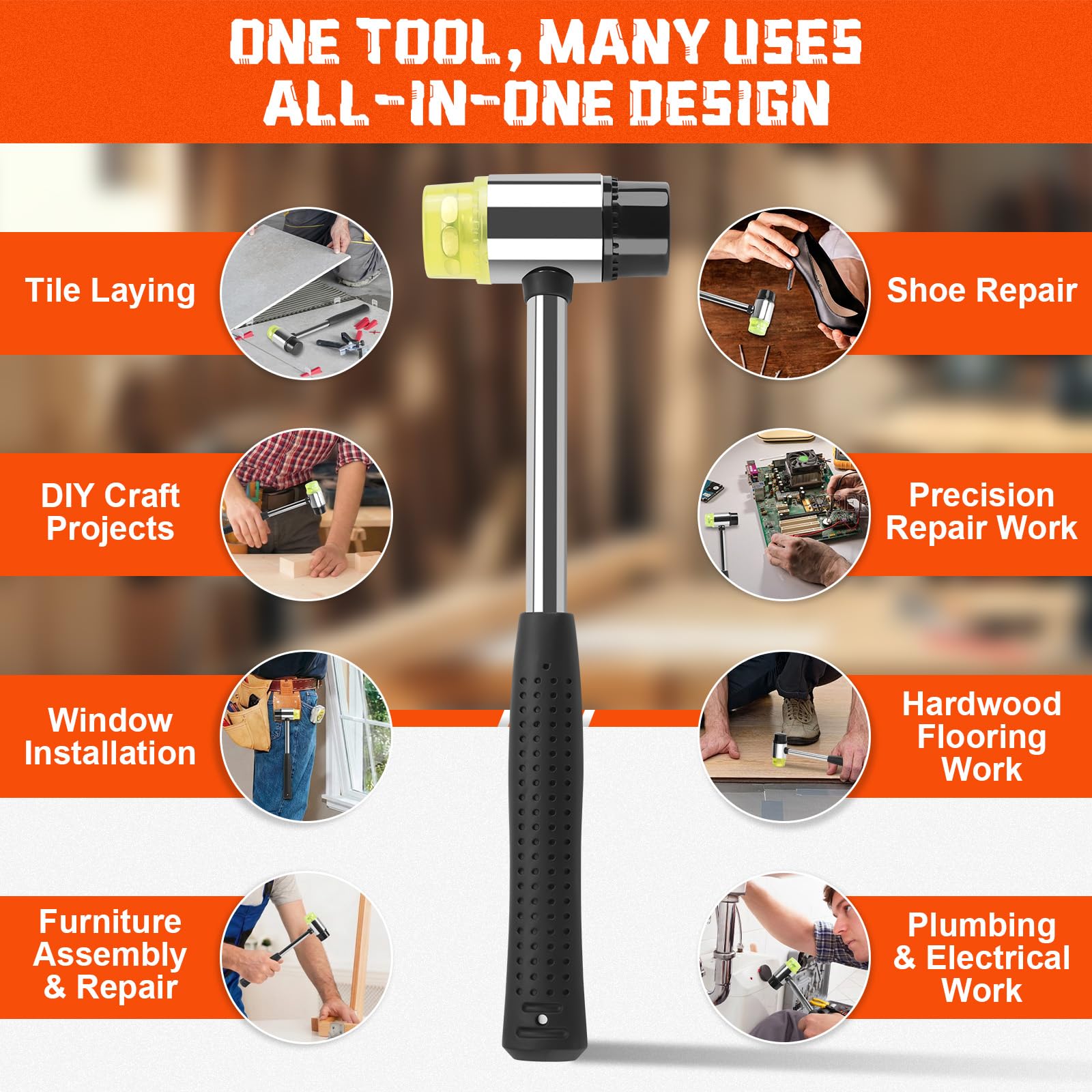 Floor Gap Fixer Tool Kit to Close Floor Gaps, Suction Cup Gap Puller with 5 Reusable Sticky Pads & Rubber Mallet, Heavy Duty Repair Tool, Laminate Flooring Tools, Vinyl Floor Repair Kit, Gap Tool - 4