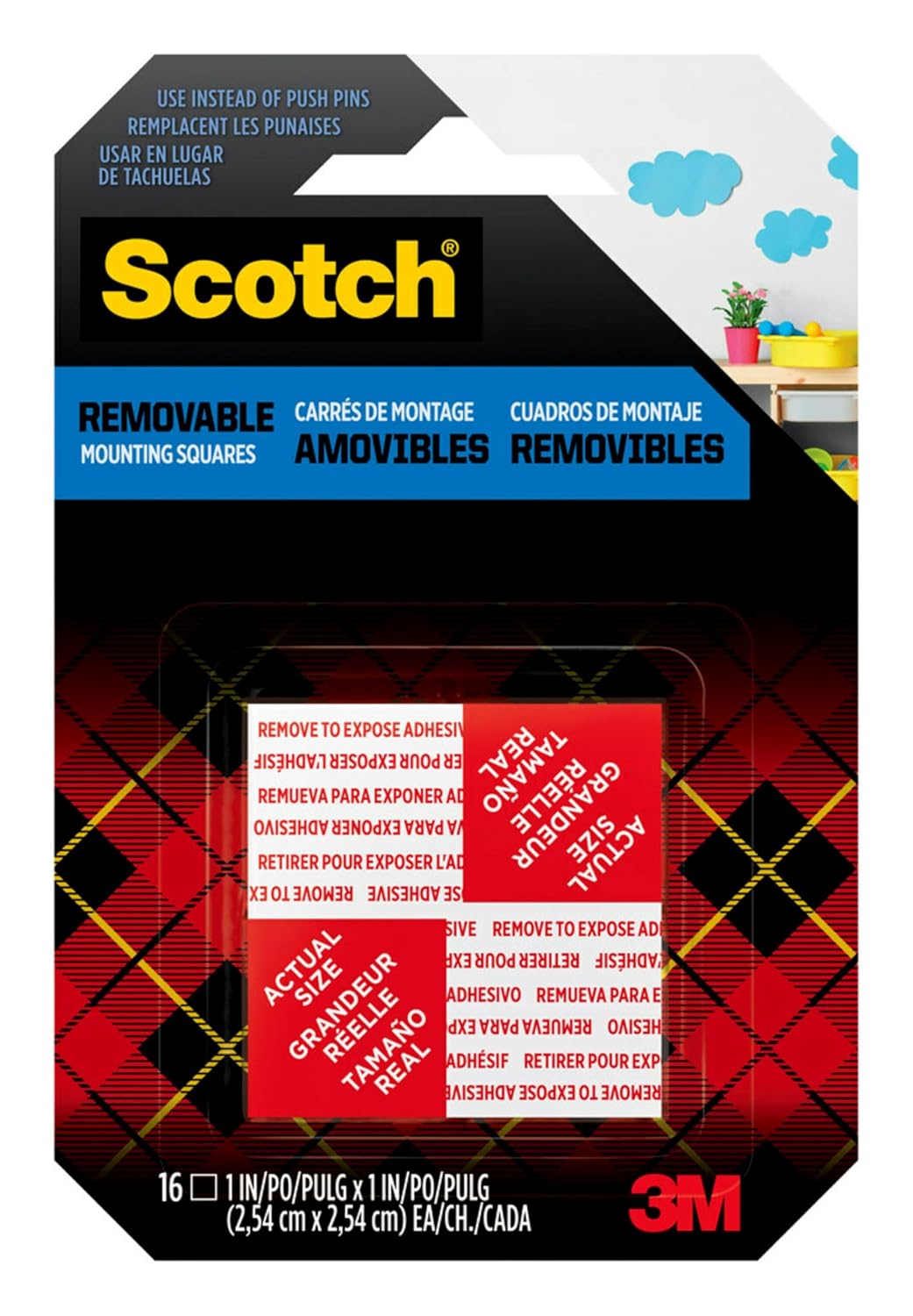 Scotch Removable Double-Sided Mounting Squares, 36 Pre-Cut Foam Squares, 0.45 in. x 0.45 in., Removes Easily Without Leaving Any Residue, Photo-Safe, Mess-Free Application (108AMS-SML-36)