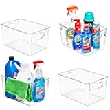 Sorbus 4 Pack Large Clear Plastic Storage Bins, Clear Organizer Bins with Handle for Kitchen, Pantry, Cabinet, Refrigerator, Craft, Toys, Clothes, Closet, Under Sink, Bathroom Organizers and Storage