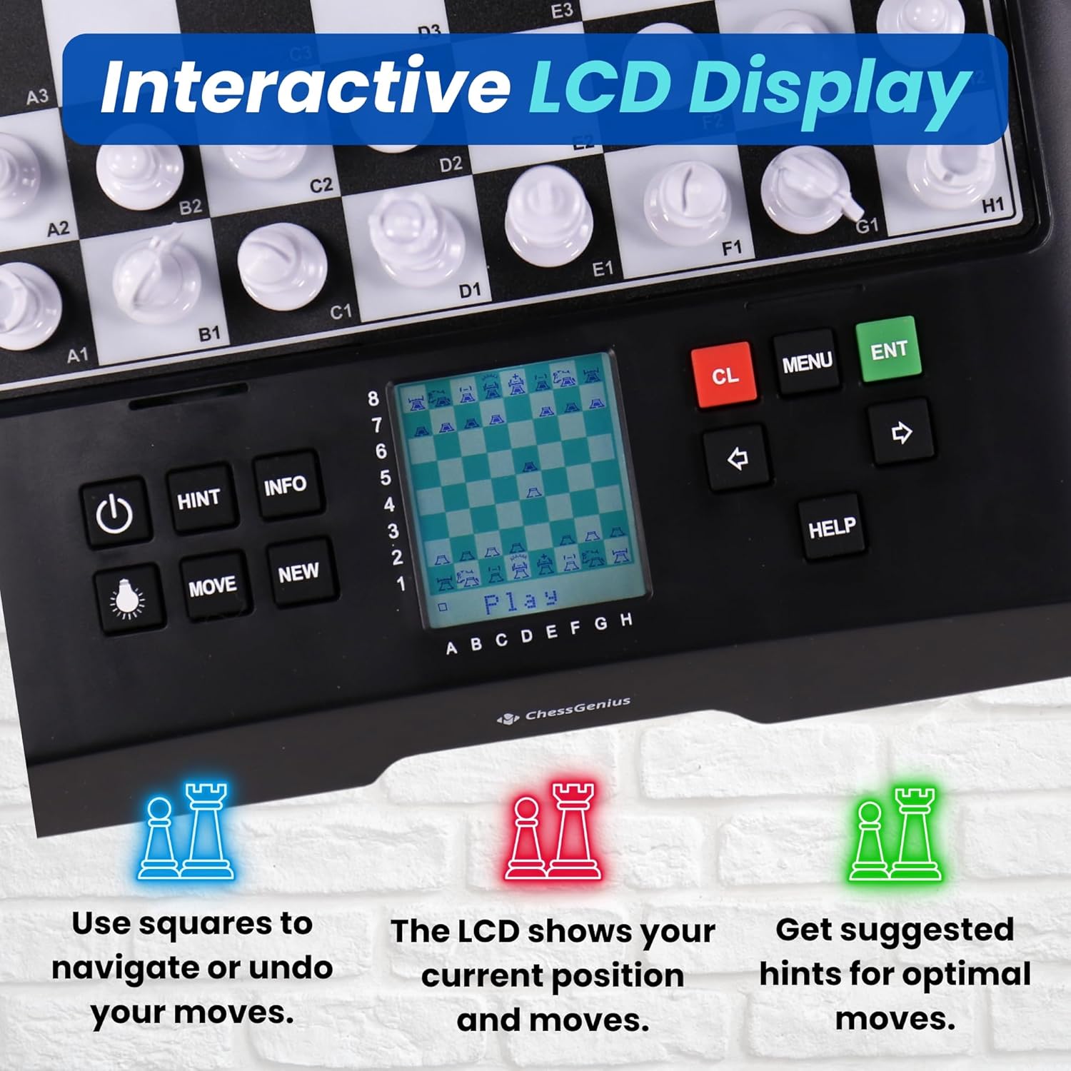 Millennium ChessGenius Electronic Chess Board M810 – Play Against Built-in AI, Adjustable Difficulty Levels, Magnetic Pieces, Portable Chess Computer for All Skill Levels