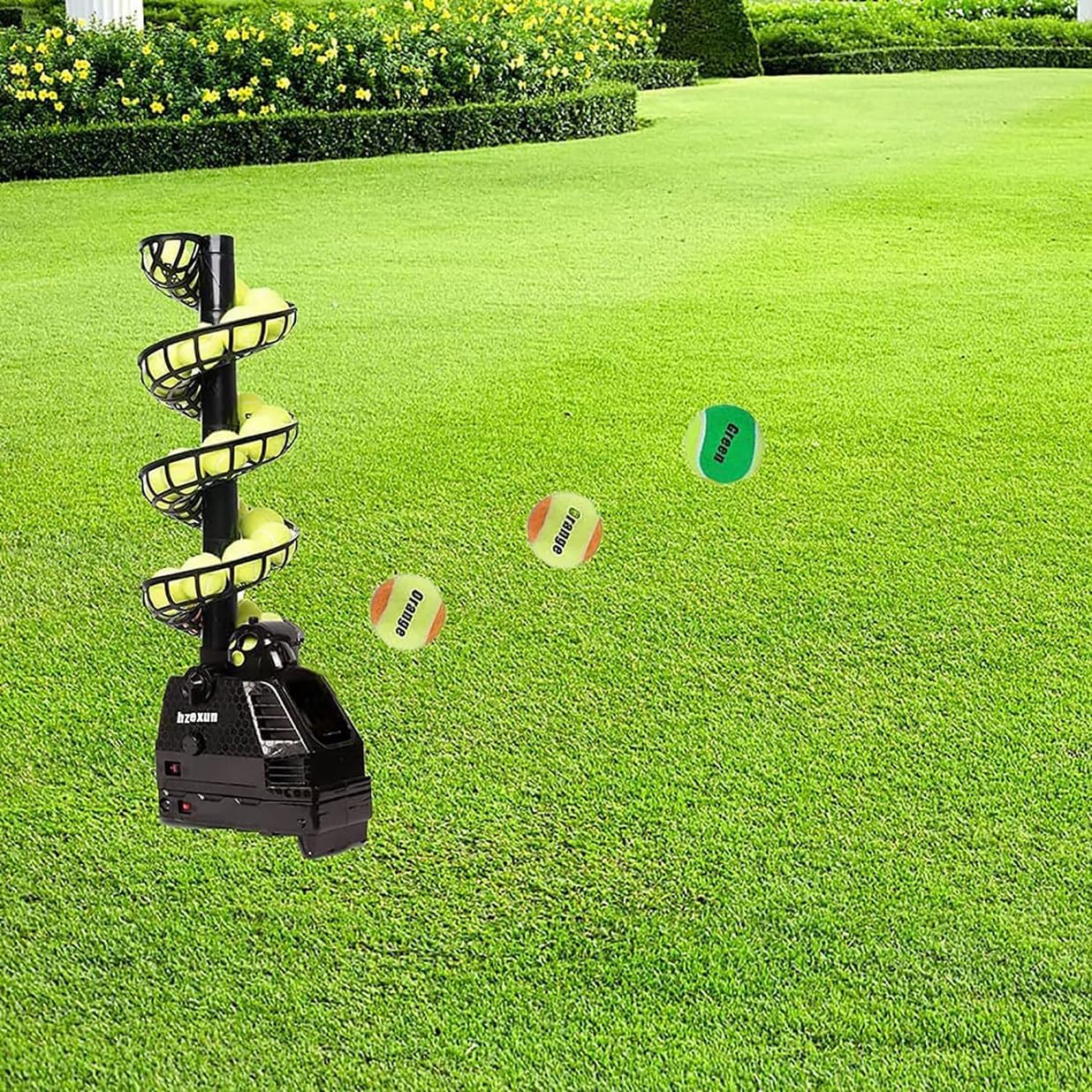 Portable Tennis Ball Machine, Tennis Automatic Serve Machine Trainer, Tennis Ball Tosser, 3 Serving Frequencies, 4 Distance Adjustable, Ball Launcher