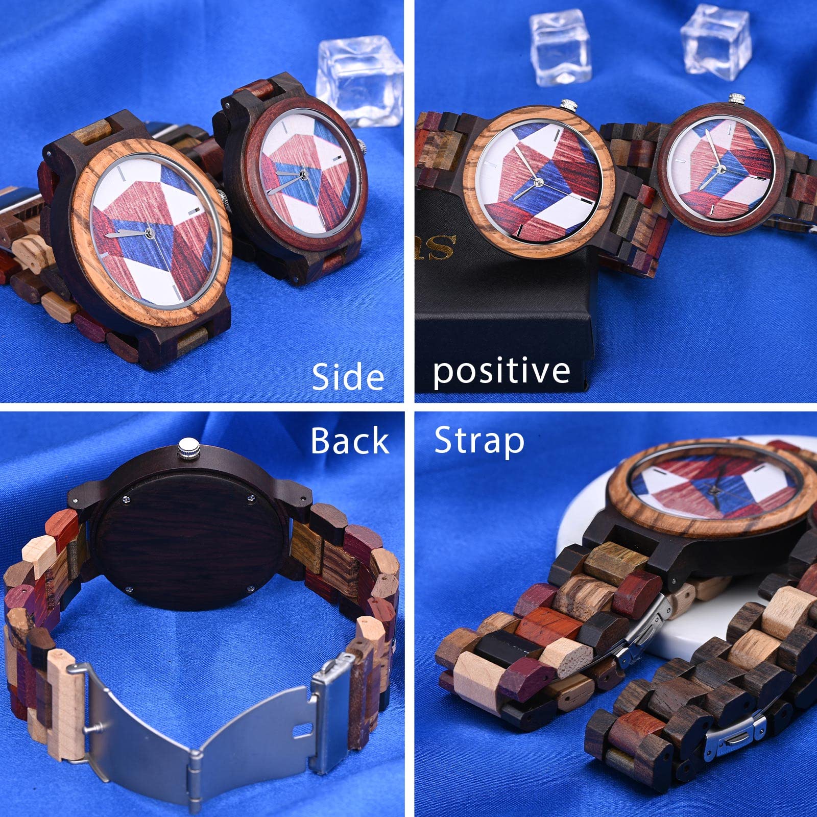 SUPBRO Reloj de Madera para Mujer Hecho a Mano Mujeres Relojes de Madera para señoras con Banda Ajustable de Minium, liviano y cómodo