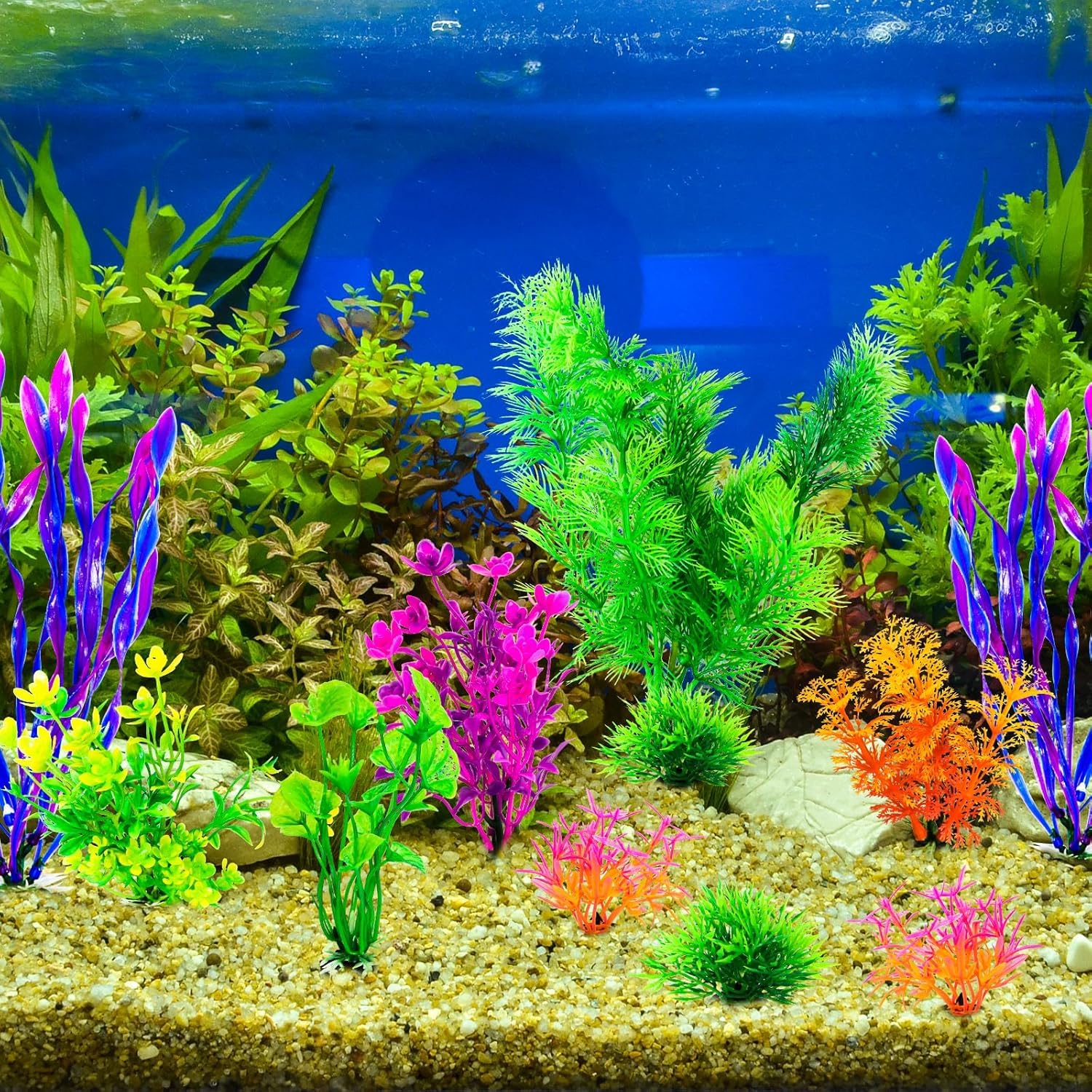 Piante Finte Per Acquario In Plastica - Decorazione Realistica 50x15 Cm, Sicura Per Pesci