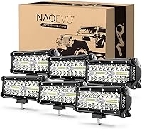 NAOEVO 7 Inch 720W 72,000LM LED Light Bars (6 Pack) Spot Flood Combo IP68 Offroad Lights for Truck ATV UTV Tractor Boat