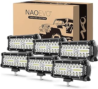 NAOEVO 7 Inch LED Light Bar, 720W 72,000LM Offroad Fog/Driving Lights LED Tractor Lights