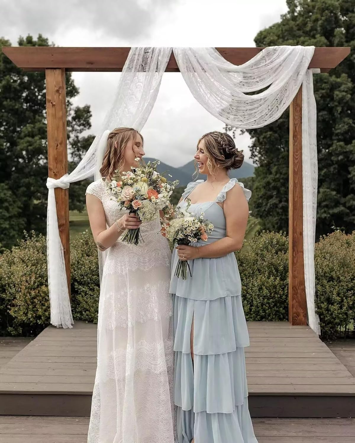 Tiered Chiffon Bridesmaid Dress Spaghetti Straps Prom Dresses with Slit A Line Formal Evening Gown with Ruffle